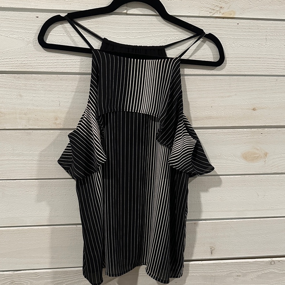 Ann Taylor Black and White Striped Blouse